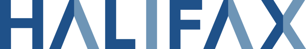 Blue logo that says "Halifax"